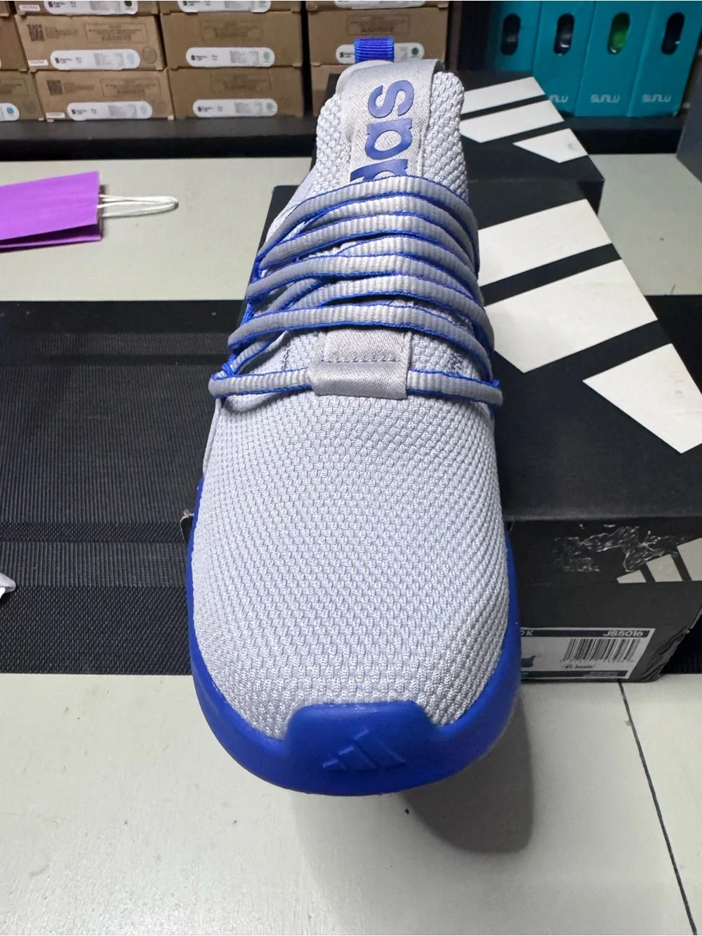 adidas Lite Racer Adapt 7.0K — Light Gray and Blue Sneakers